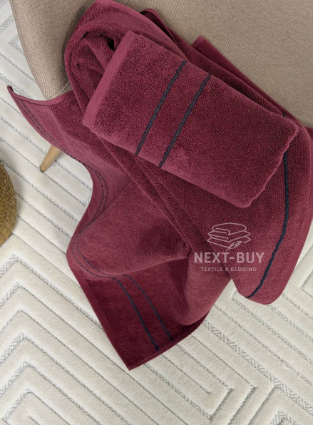 Набір махрових рушників Line Bordo 2 шт: 50×90, 70×140, Туреччина