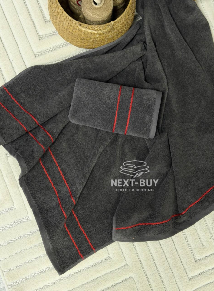 Набір махрових рушників Line Grafite 2 шт: 50×90, 70×140, Туреччина