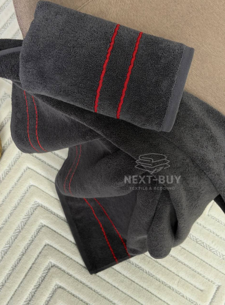 Набір махрових рушників Line Grafite 2 шт: 50×90, 70×140, Туреччина