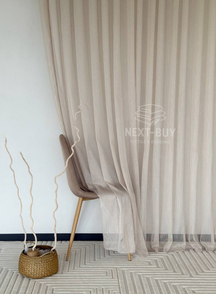 Тюль грек сітка кофейна з блиском Silver Mist Latte Туреччина