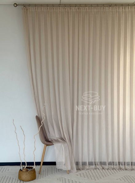 Тюль грек сітка кофейна з блиском Silver Mist Latte Туреччина