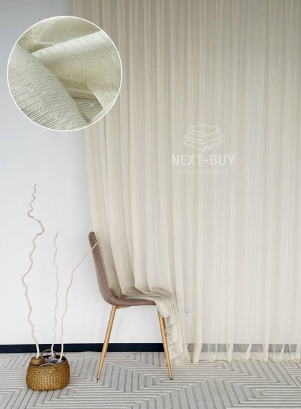 Тюль однотонний грек сітка світло-бежева з блиском Silver Light Beige Туреччина