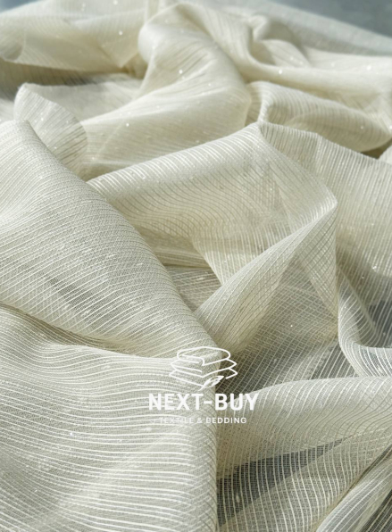 Тюль однотонний грек сітка світло-бежева з блиском Silver Light Beige Туреччина