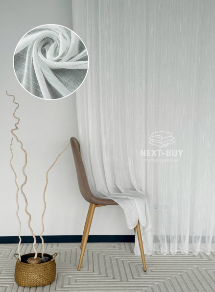 Тюль білий льон однотонний Linen White Breeze, Туреччина