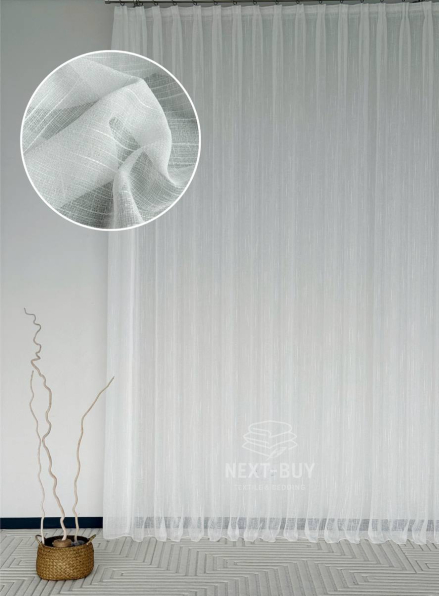 Тюль білий льон однотонний Linen White Breeze, Туреччина