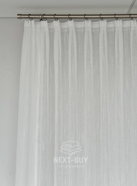 Тюль білий льон однотонний Linen White Breeze, Туреччина
