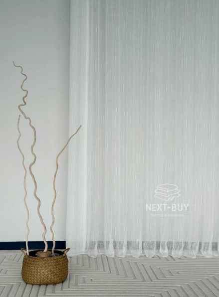 Тюль білий льон однотонний Linen White Breeze, Туреччина