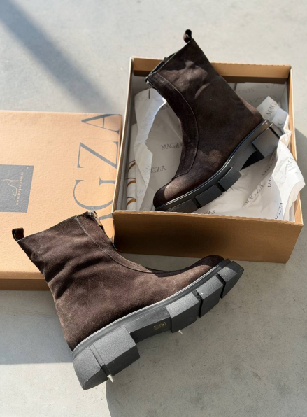 Жіночі Зимові шкіряні черевики з натуральним хутром, коричневі (євро зима) Step