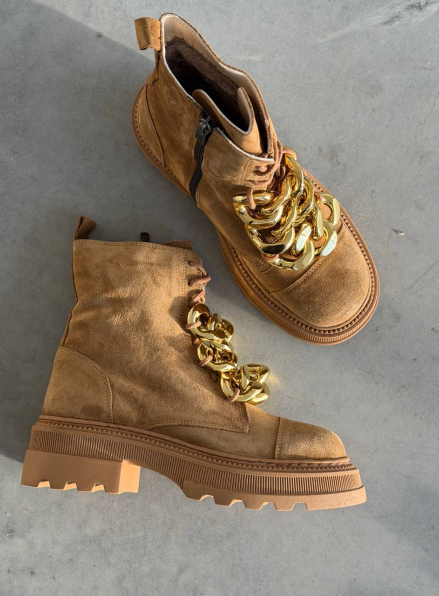 Жіночі Зимові шкіряні черевики з натуральним хутром, карамельні (євро зима) Step