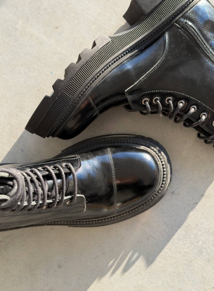 Жіночі Зимові шкіряні черевики з натуральним хутром, чорні (євро зима) Step