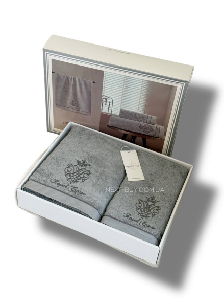 Maison D'or Royal crown grey набор полотенец с вышивкой 3шт. с вышивкой