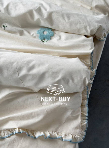 Постільна білизна Saheser Florita mint євро 200х220 з вишивкою