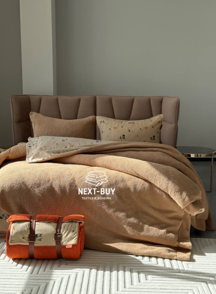 Зимовий комплект постільної білизни двосторонній Wooden Kahve полуторний Туреччина