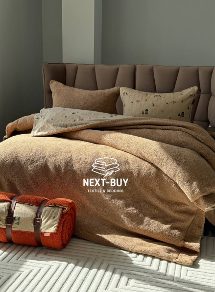 Зимовий комплект постільної білизни двосторонній Wooden Kahve полуторний Туреччина