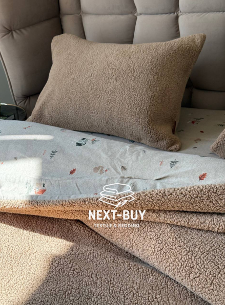 Зимовий комплект постільної білизни двосторонній Wooden Kahve євро Туреччина