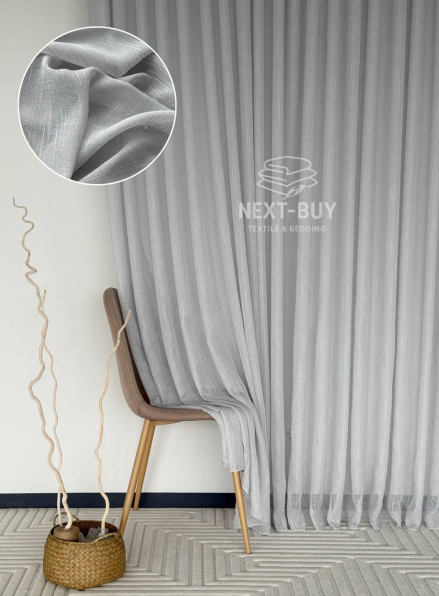 Тюль сірий льон однотоний Linen Grey Breeze Туреччина