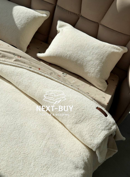 Зимовий комплект постільної білизни двосторонній Wooden Krem євро Туреччина