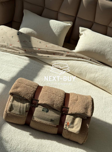 Зимовий комплект постільної білизни двосторонній Wooden Krem полуторний Туреччина