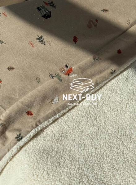 Зимовий комплект постільної білизни двосторонній Wooden Krem євро Туреччина