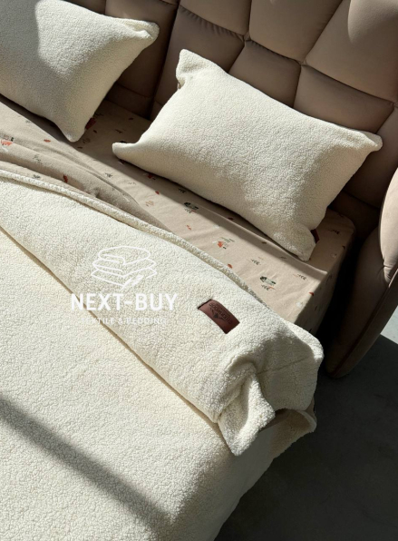 Зимовий комплект постільної білизни двосторонній Wooden Krem полуторний Туреччина