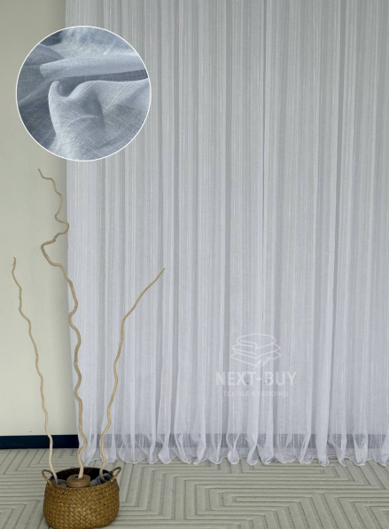 Тюль льон білий з люрексовою ниткою Blue Shade Туреччина