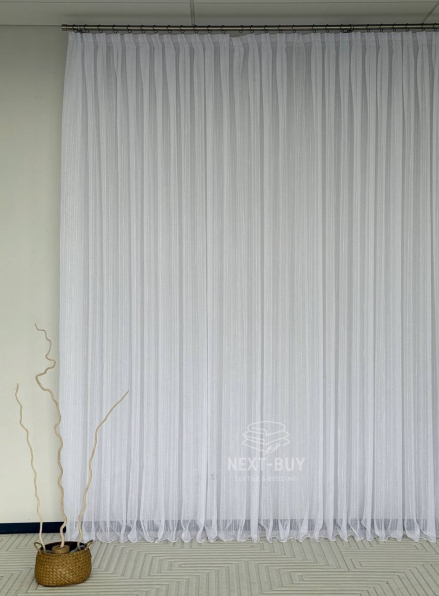 Тюль льон білий з люрексовою ниткою Blue Shade Туреччина