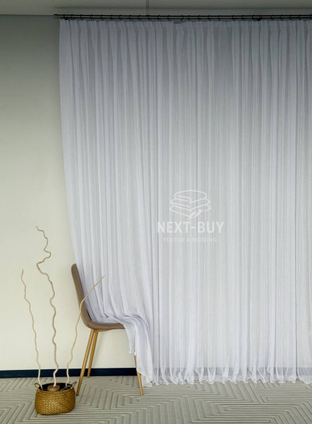 Тюль льон білий з люрексовою ниткою Blue Shade Туреччина