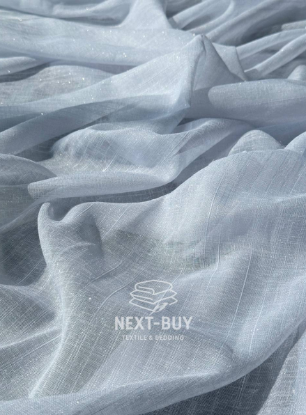 Тюль льон білий з люрексовою ниткою Blue Shade Туреччина