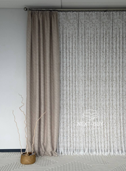 Штора Blackout Beige з 3D структурою “Coffee Beans” (Туреччина)