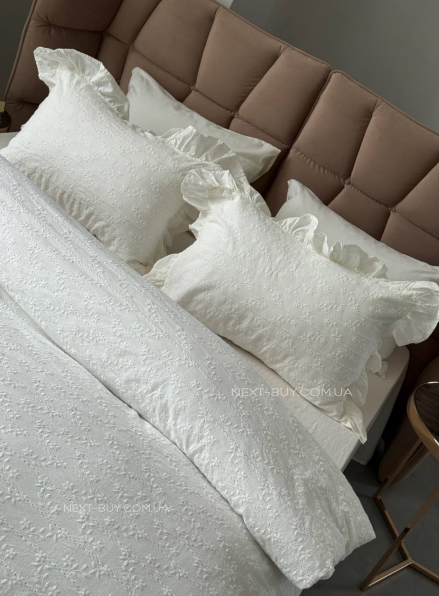 Постільна білизна з простирадлом на резинці Resital White євр жакард, варена бавовна