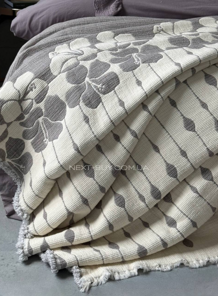 Муслінове покривало з наволочками Saheser Sole Gri євро Туреччина
