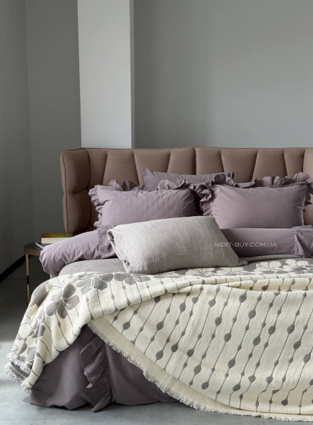 Муслінове покривало з наволочками Saheser Sole Gri євро Туреччина