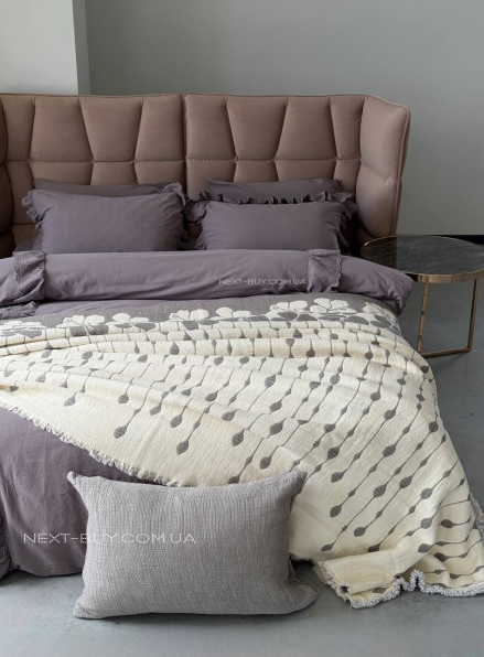 Муслінове покривало з наволочками Saheser Sole Gri євро Туреччина