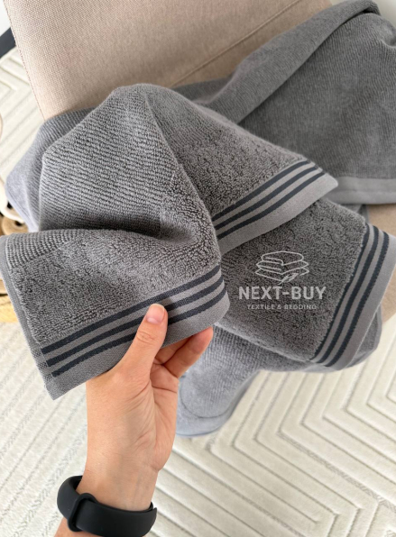 Набор махровых полотенец Puraligne Antrasit Soft Cotton Maison D’or | антрацит | 100% хлопок | 3 полотенца Luxury Set