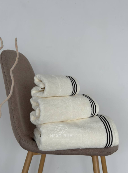 Набор махровых полотенец Puraligne Cream Soft Cotton Maison D’or | кремовый | 100% хлопок | 3 полотенца Premium Gift Set