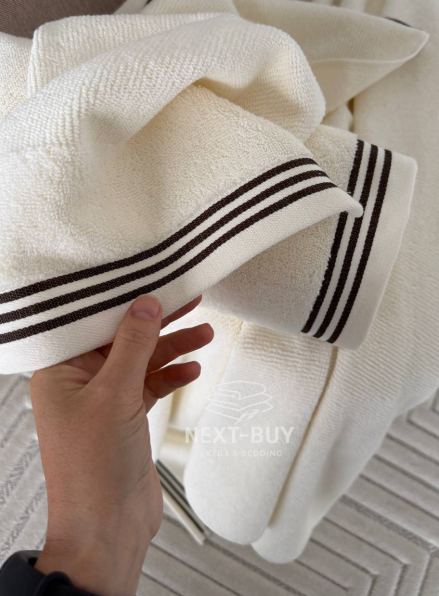 Набор махровых полотенец Puraligne Cream Soft Cotton Maison D’or | кремовый | 100% хлопок | 3 полотенца Premium Gift Set