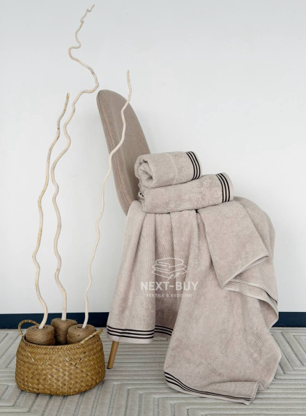 Набор махровых полотенец Puraligne Beige Soft Cotton Maison D’or | бежевый | 100% хлопок | 3 полотенца Premium Gift Set