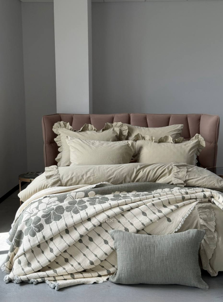 Муслінове покривало з наволочками Saheser Sole Haki євро Туреччина