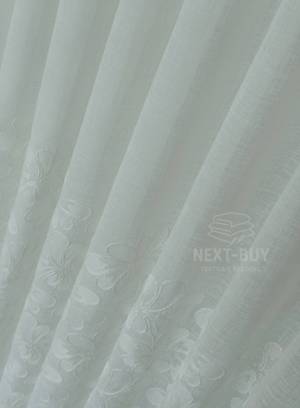 Тюль білий льон з квітковою вишивкою Pure Blossom Sheer Італія
