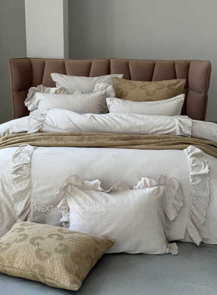Постільна білизна Romantica bej євро 200х220 jacquard
