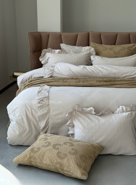 Постільна білизна Romantica bej євро 200х220 jacquard