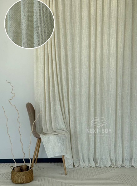Тюль Boho Cream Linen Flow – фактурний льон-сітка (Італія)