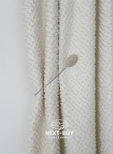 Магніт-підхват для штор овальний на тросі, бежевий Туречинна