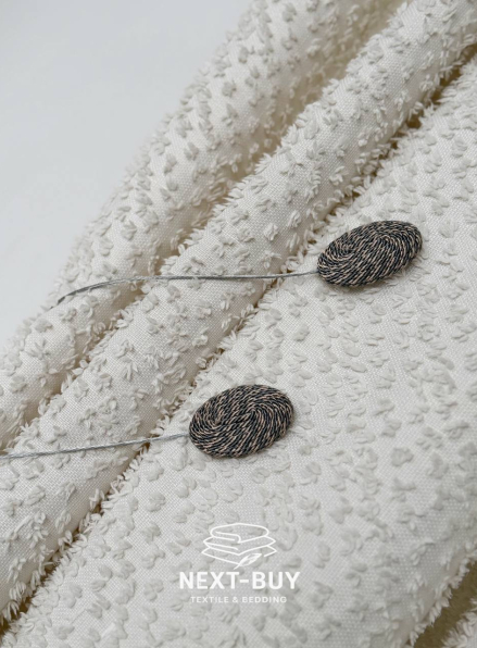 Магніт-підхват для штор овальний на тросі, сірий з бежевим Туречинна