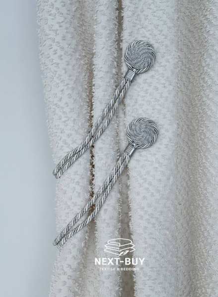 Магнітний підхват для штор сірий з круглою брошкою Туречинна