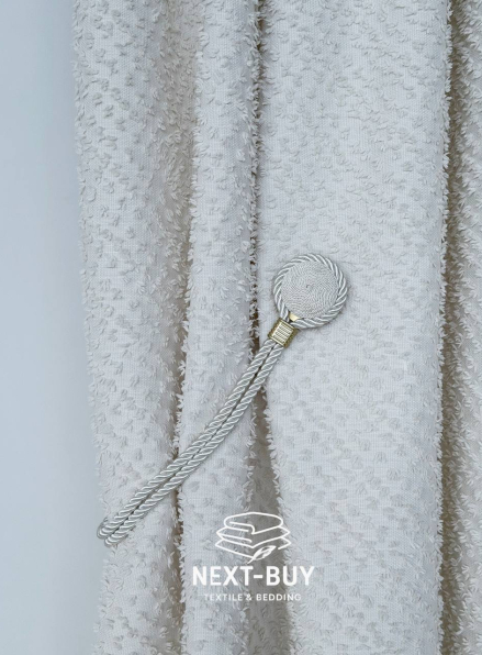 Магнітний підхват для штор кремовий з круглою брошкою Туречинна