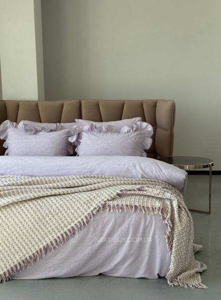 Постільна білизна з простирадлом на резинці Resital Lilac євро жакард, варена бавовна