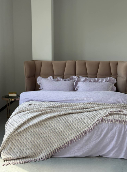 Постільна білизна з простирадлом на резинці Resital Lilac євро жакард, варена бавовна