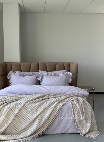 Постільна білизна з простирадлом на резинці Resital Lilac євро жакард, варена бавовна