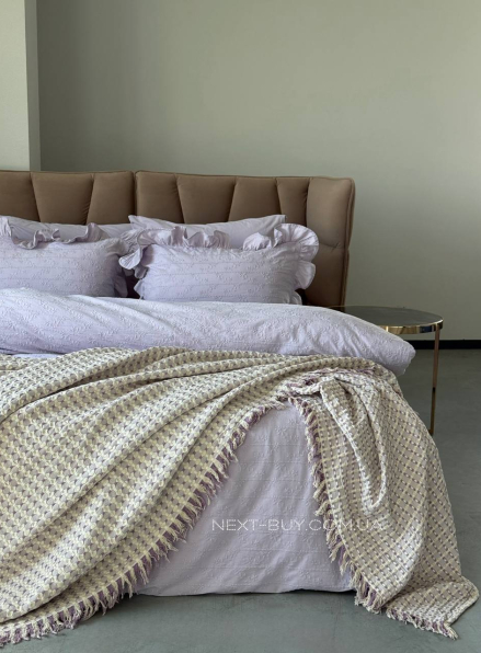 Легкий плед жатка з бахромою Maison D'or Paris Melodia фіолетовий 220х240